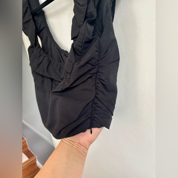 Zara Black Ruffle Off Shoulder Crop Blouse - Picture 3 of 8
